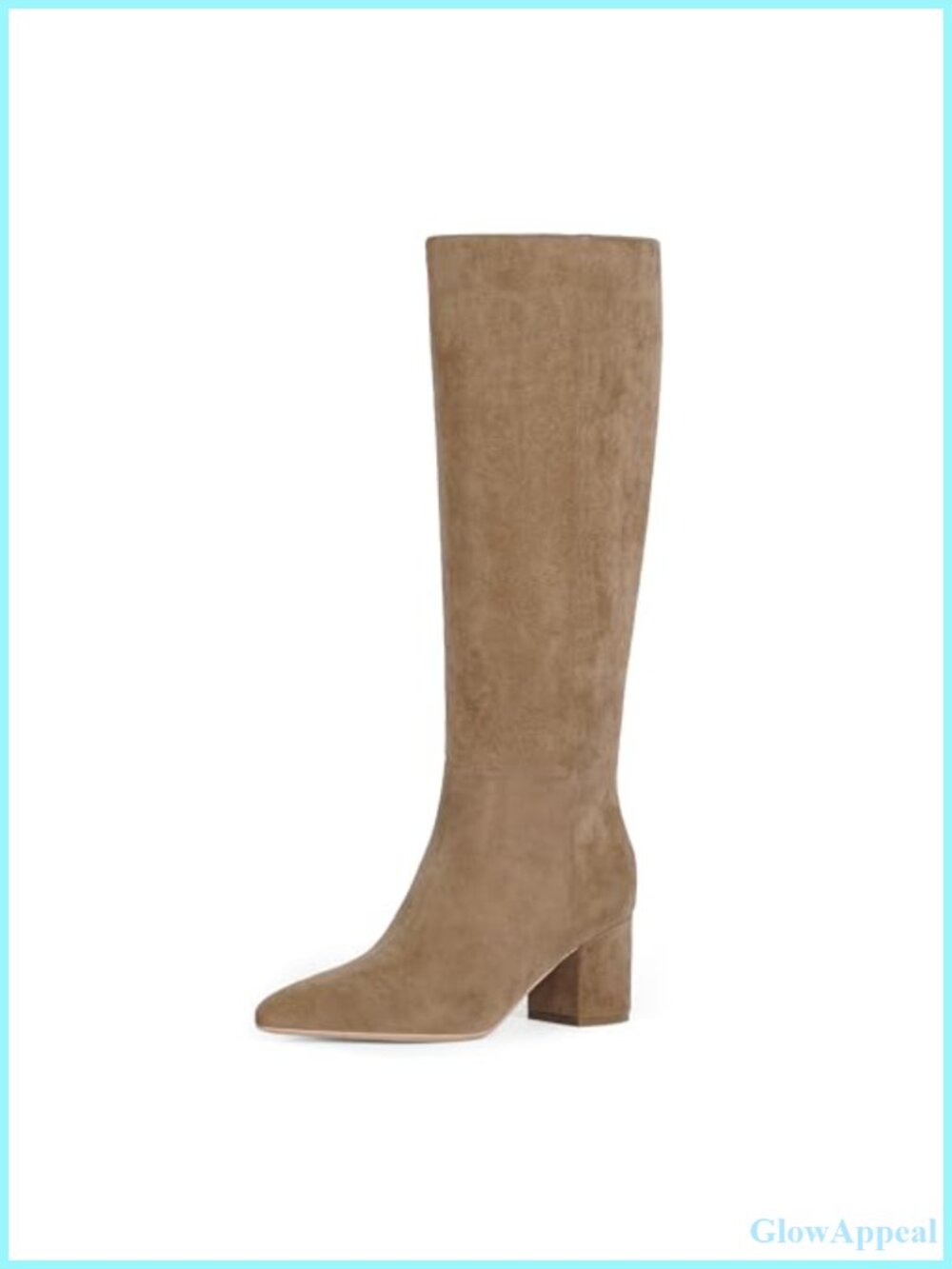 Faux Suede Knee High Boots Chunky Low Heel Pointed Toe Tall Womens